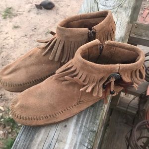 Minnetonka fringe ankle moccasins